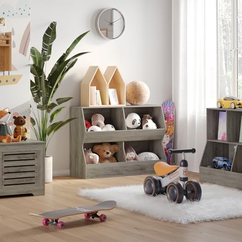 4 Cubby Wooden Toy Storage Bookshelf W730