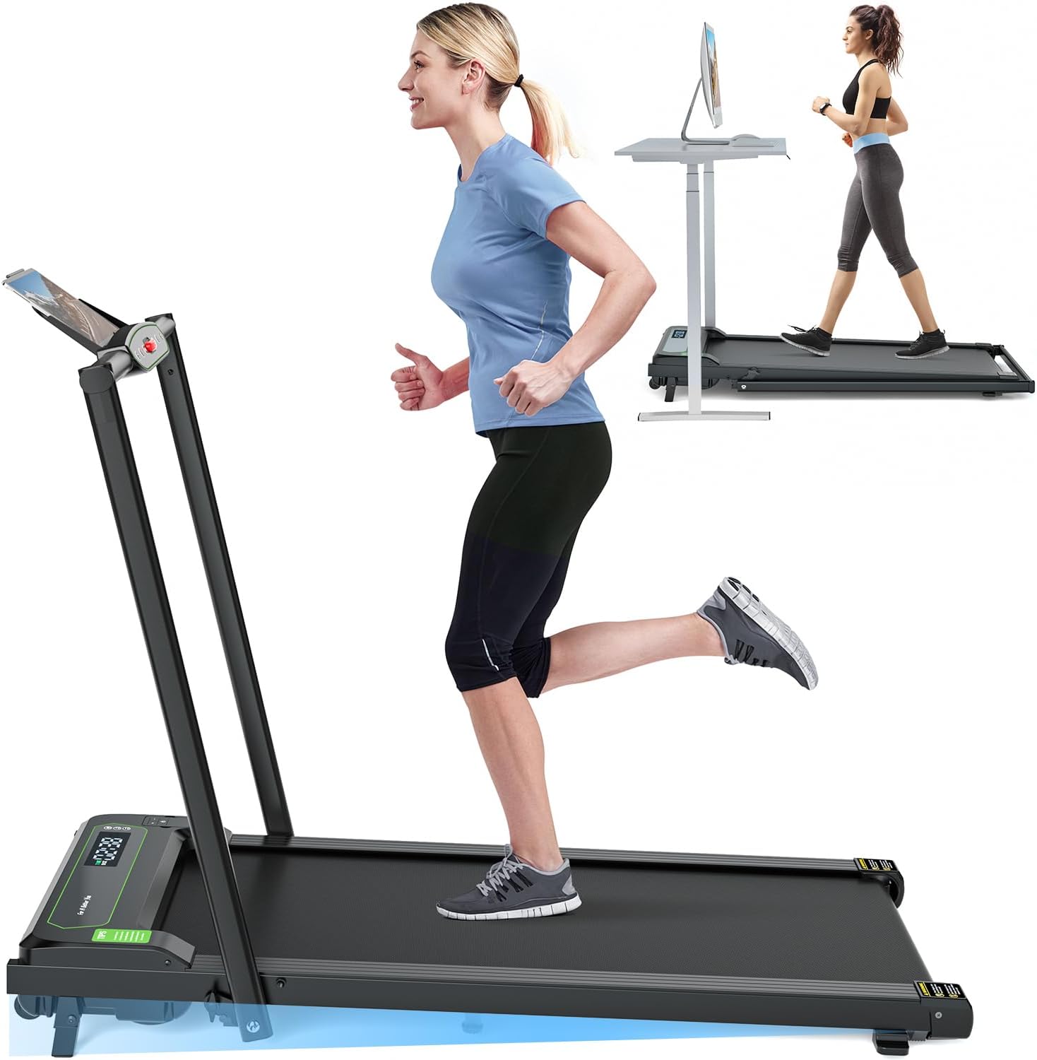 Walking Pad Under Desk Treadmill 2 in 1 Folding Treadmill with Remote Control LED Display L75218