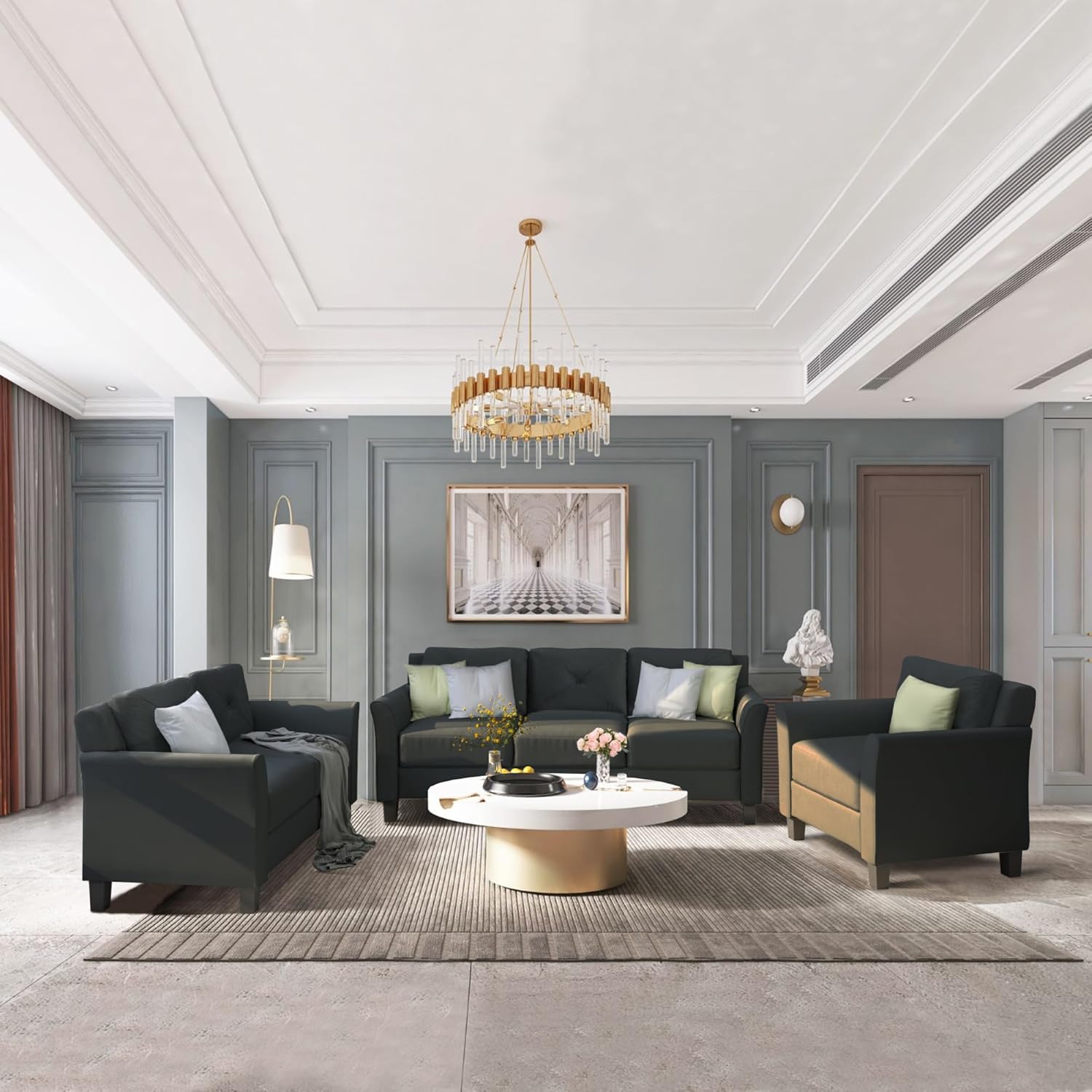 Black 3 Piece Sofa Set T4204