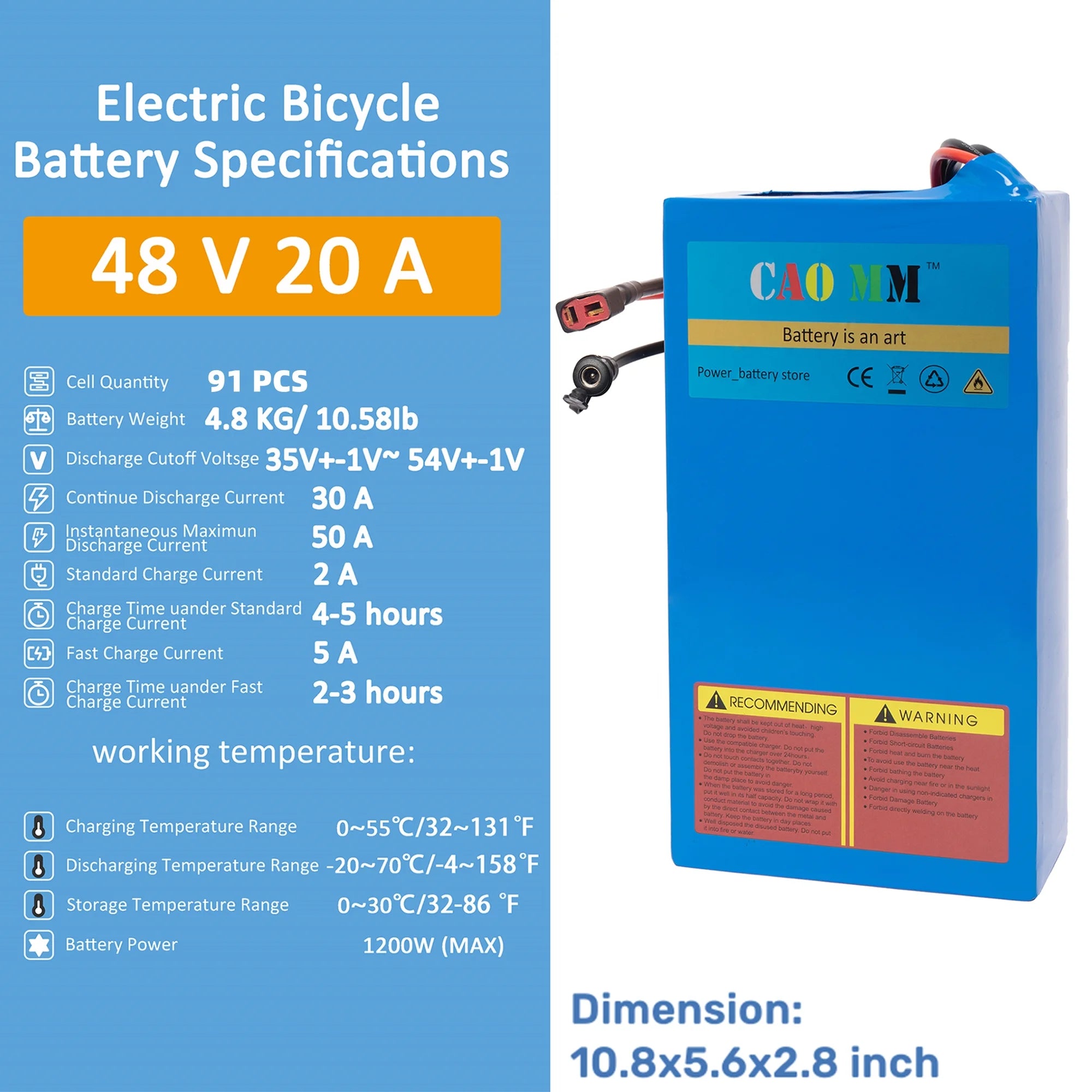 48V 20Ah Lithium Ebike Battery with Charger T60219