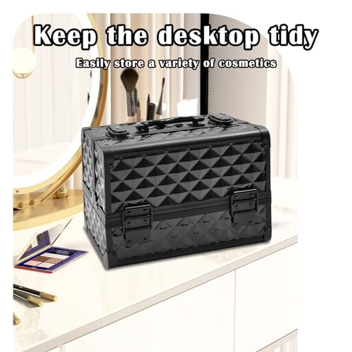 Black Makeup Train Case with Mirror B278733