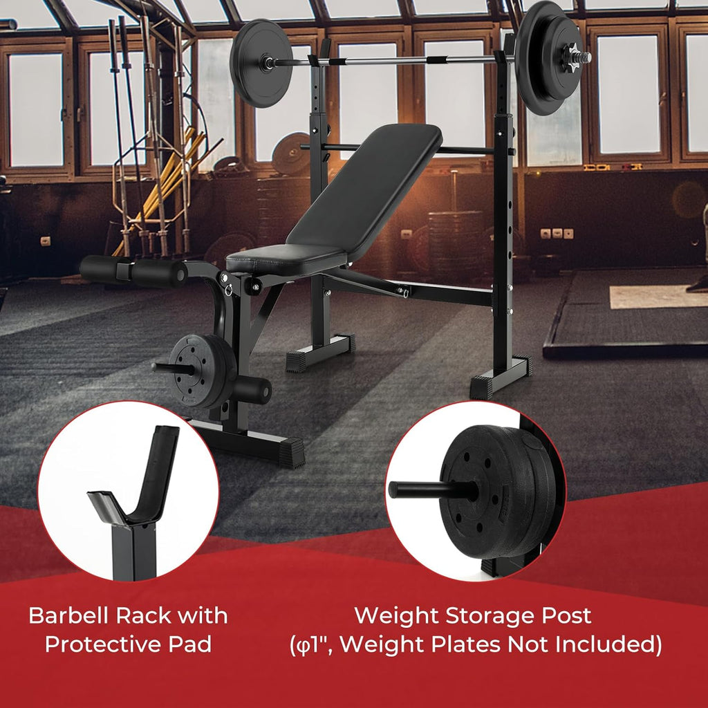 Adjustable Weight Bench with Squat Racks Y2453