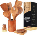 10 piece Natural Teak Wooden Utensil Set K2796