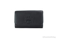 Black Pebbled Leather Flat Wallet Crossbody Handbag T10724