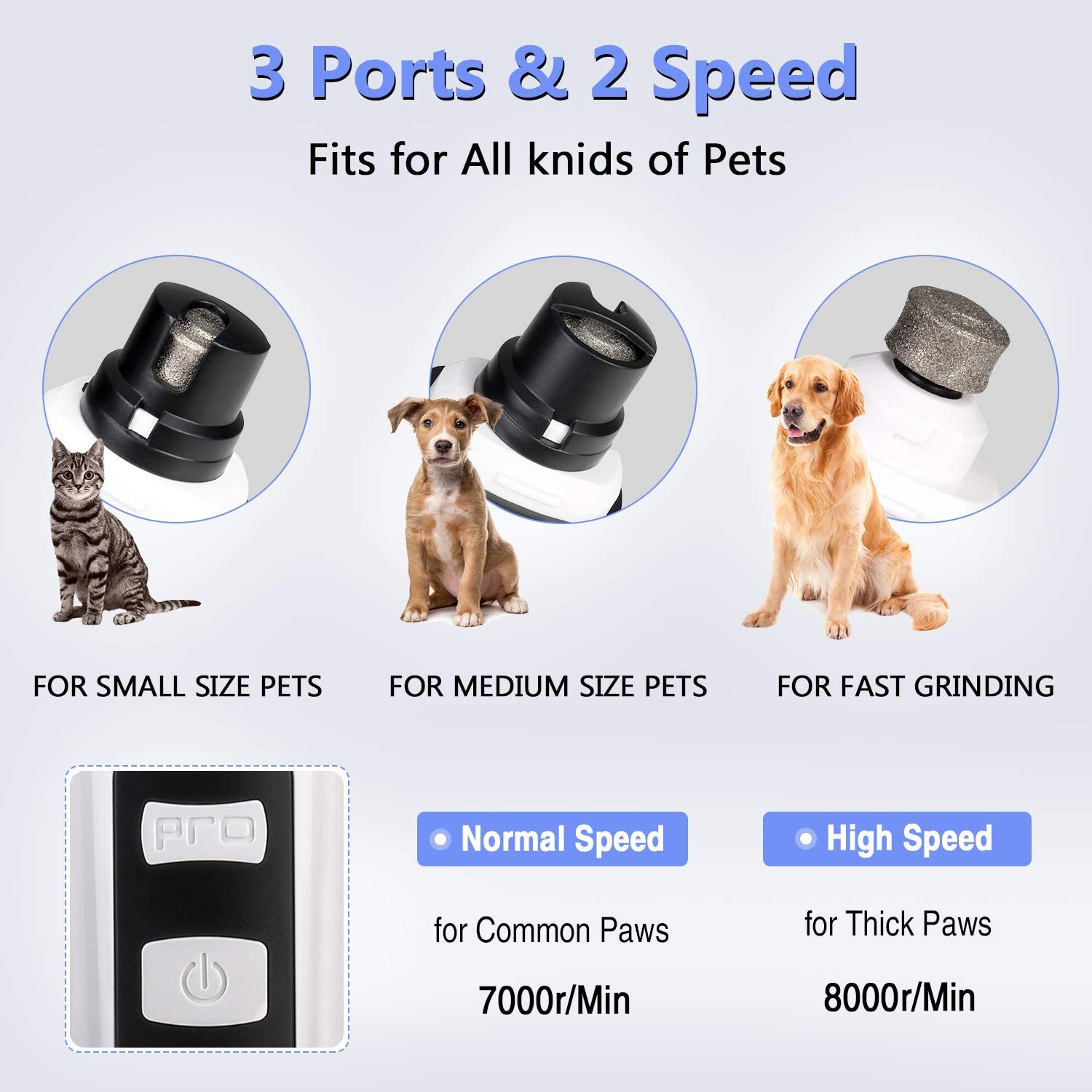 Rechargeable 2-Speed Electric Pet Nail Grinder B118