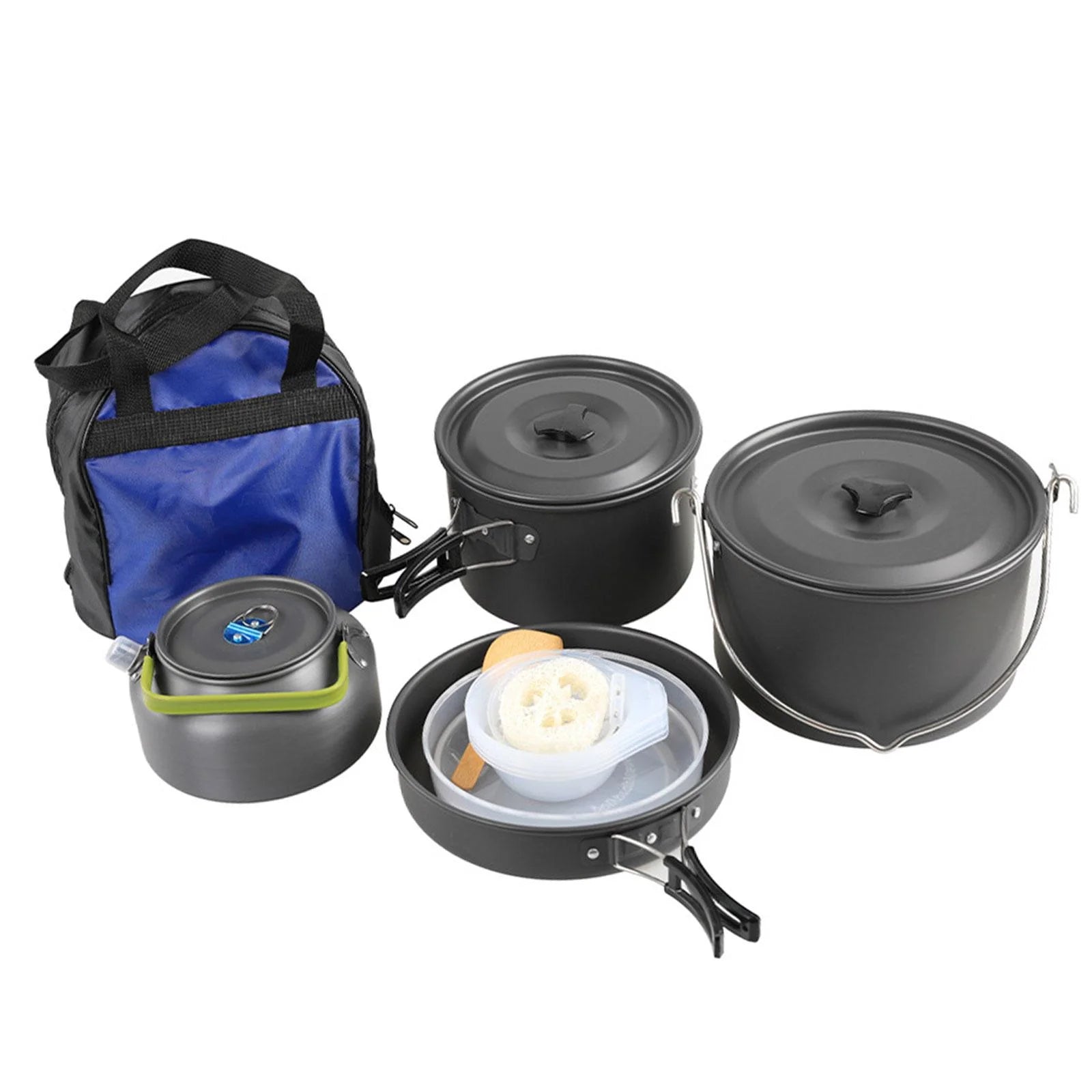Portable Aluminum Camping Cookware Set with Teapot and Pan V422