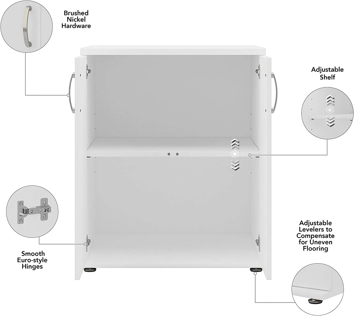 White Engineered Wood Laundry Room Cabinet with Doors V921