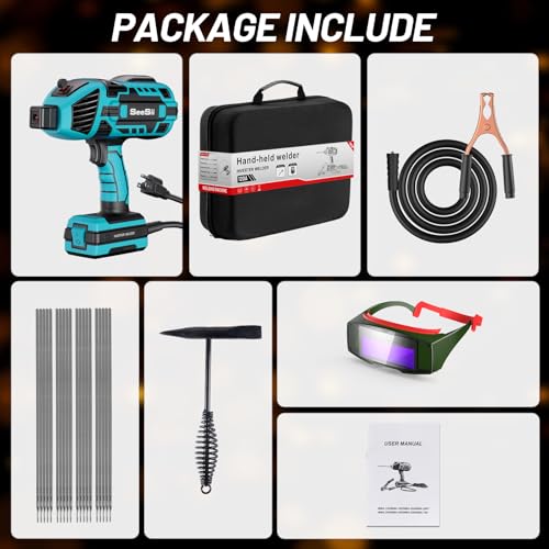 Handheld Welding Machine, 110V 120A Portable ARC Welder with Auto Darkening Welding Goggles and Welding Chipping Hammer O9743