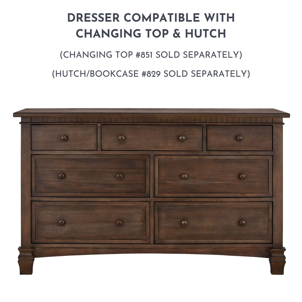 Antique Brown 7 Drawers Double Dresser V94811