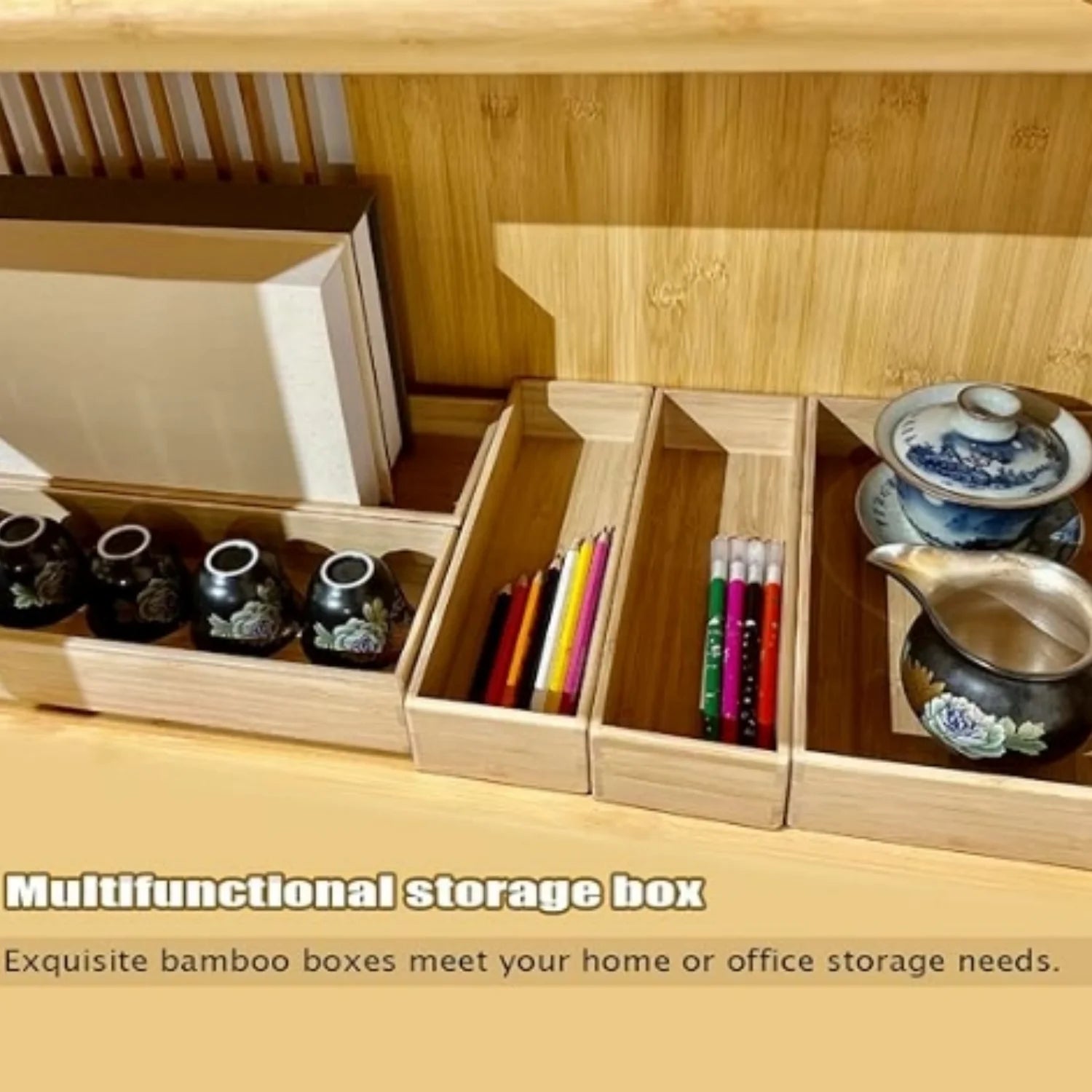 Bamboo Drawer Organizer Set of 5 P884119
