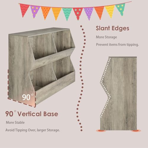 4 Cubby Wooden Toy Storage Bookshelf W730