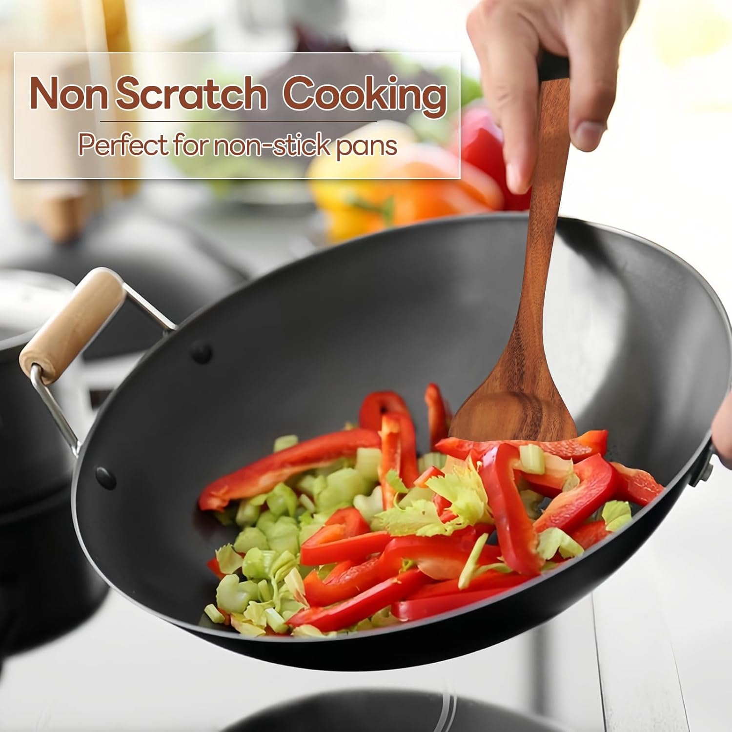 10 piece Natural Teak Wooden Utensil Set K2796