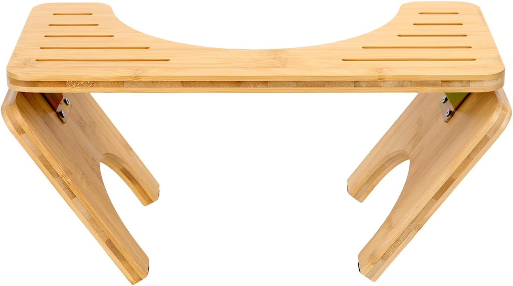 8 Inches Foldable Bamboo Toilet Stool with Non-Slip Pads M9703