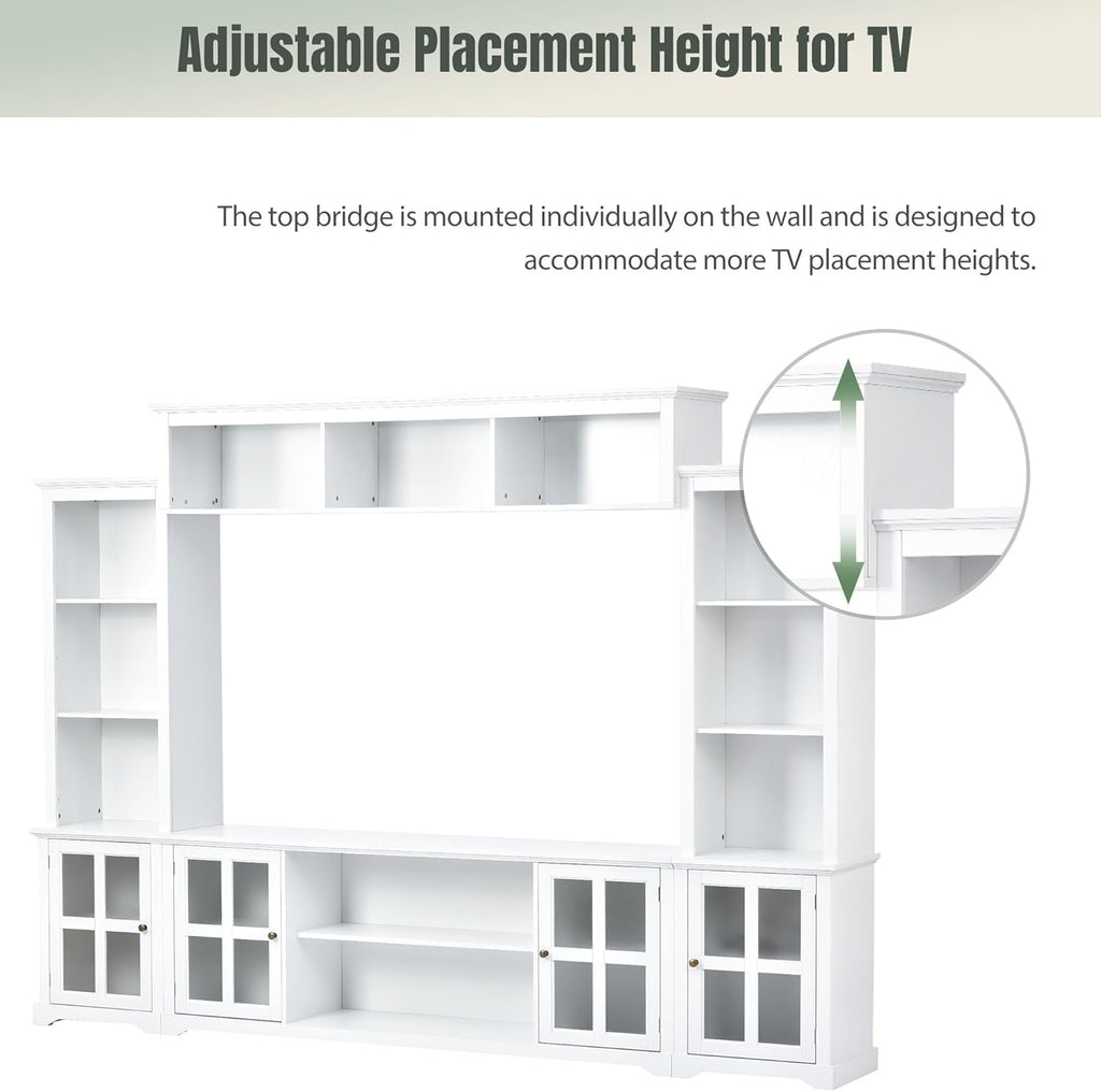 White Entertainment Wall Unit with Tempered Glass Door Z35238