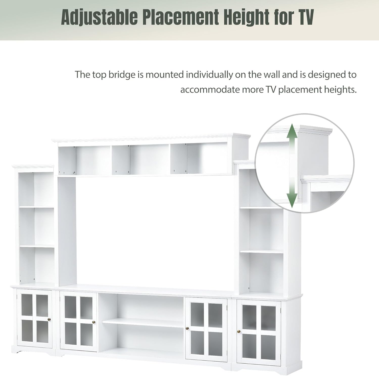 White Entertainment Wall Unit with Tempered Glass Door Z35238