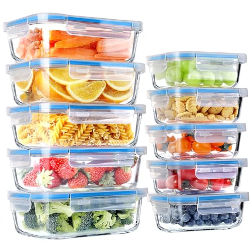 10 Packs Glass Food Storage Containers with Lids F386