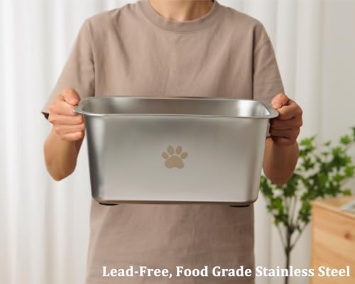 Non Slip Stainless Steel Large Dog Water Bowl 2.65 Gallons Silver V34188