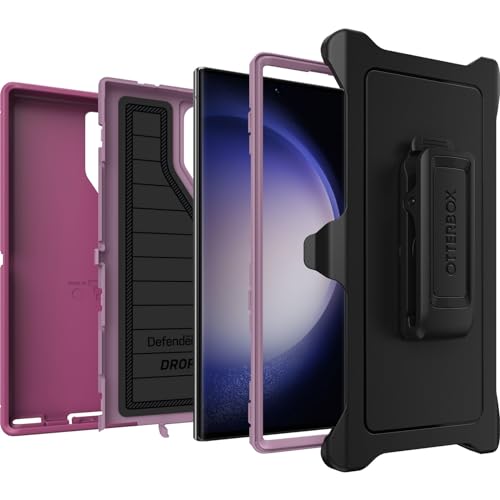 Black Rugged Case for Galaxy S23 Ultra with Holster Clip Kickstand S4793