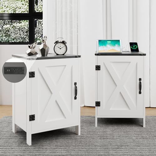 White Nightstand Set of 2 with Charging Station Z70146