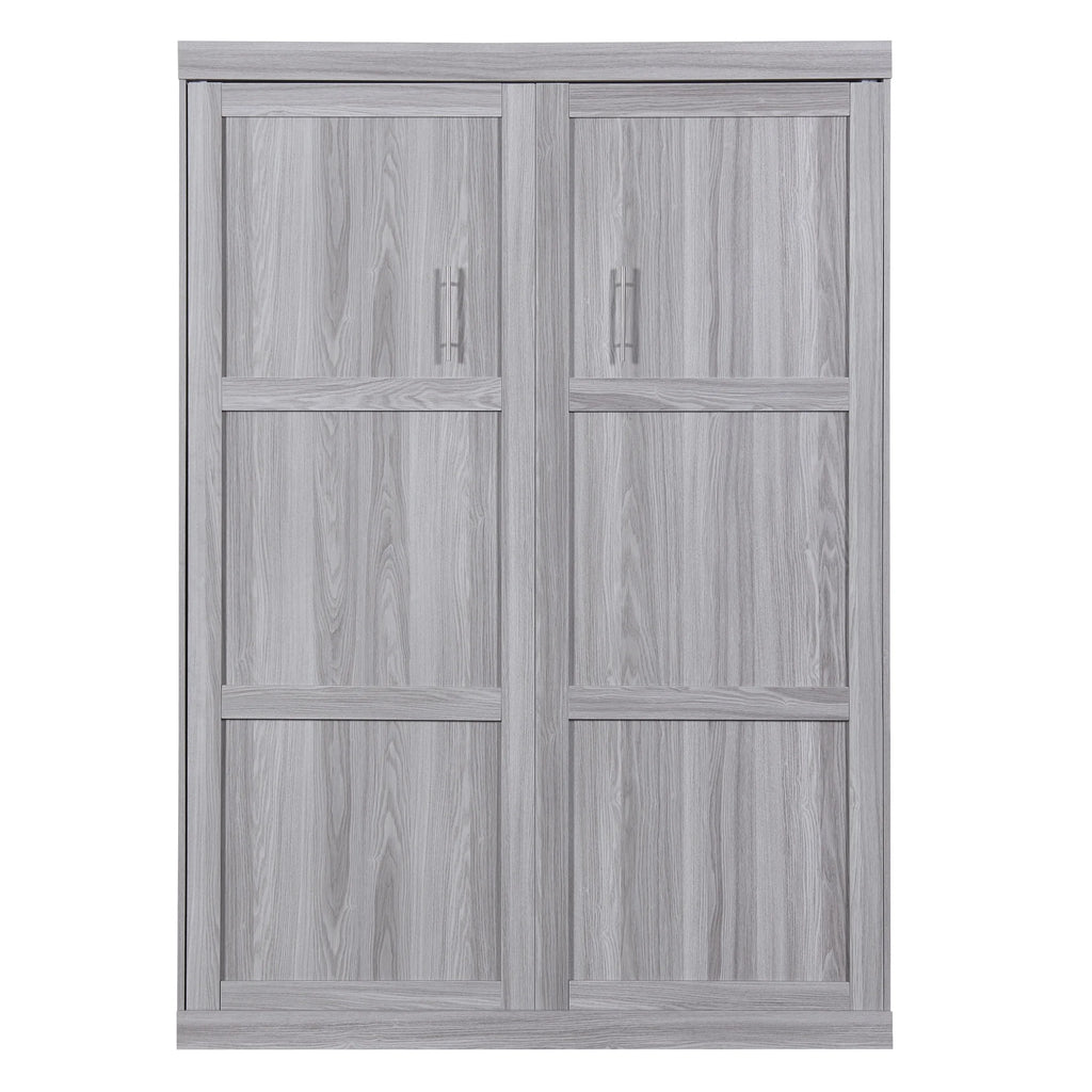 Gray Pine Wood Full Size Murphy Bed Z216575