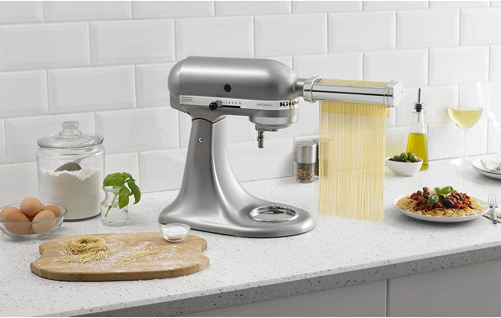 White Pasta Press Attachment with 6 Interchangeable Pasta Plates Y994