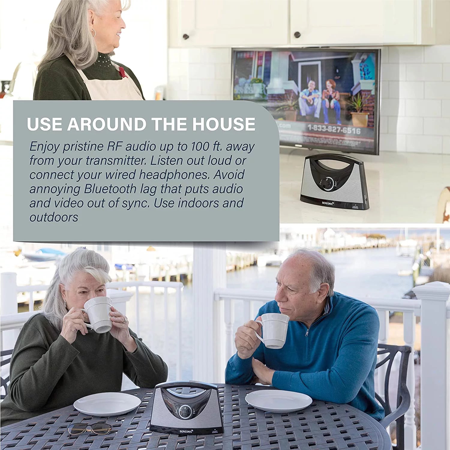 Portable Wireless TV Speakers (Black/Silver) K3047