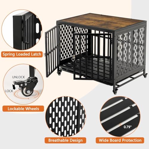 42 inch Black Heavy Duty Dog Crate Furniture D257264