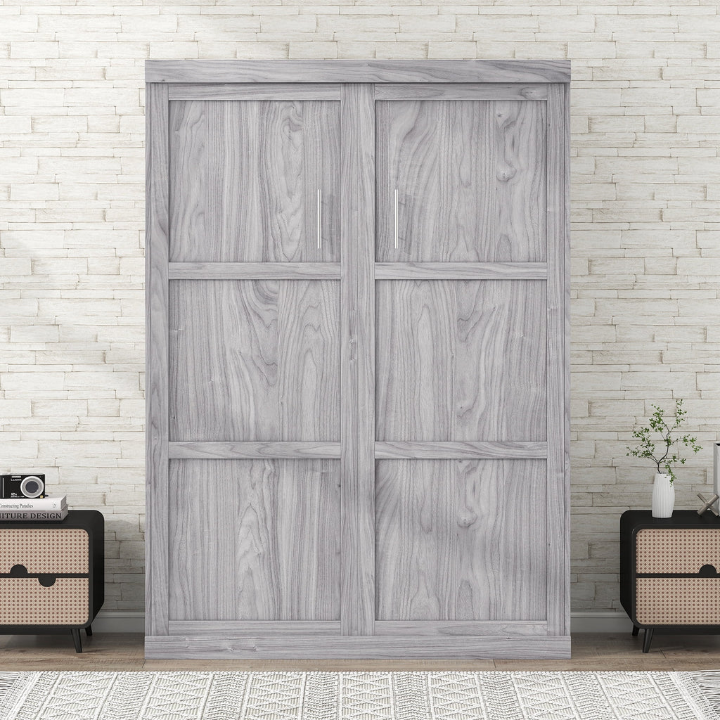 Gray Pine Wood Full Size Murphy Bed Z216575