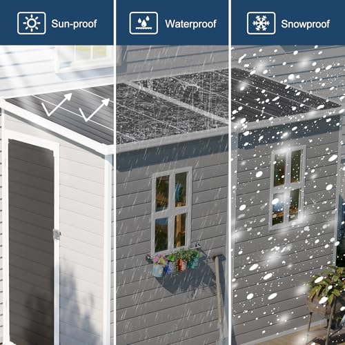 Gray 8x6x7 FT Outdoor Resin Storage Shed with Floor W24312