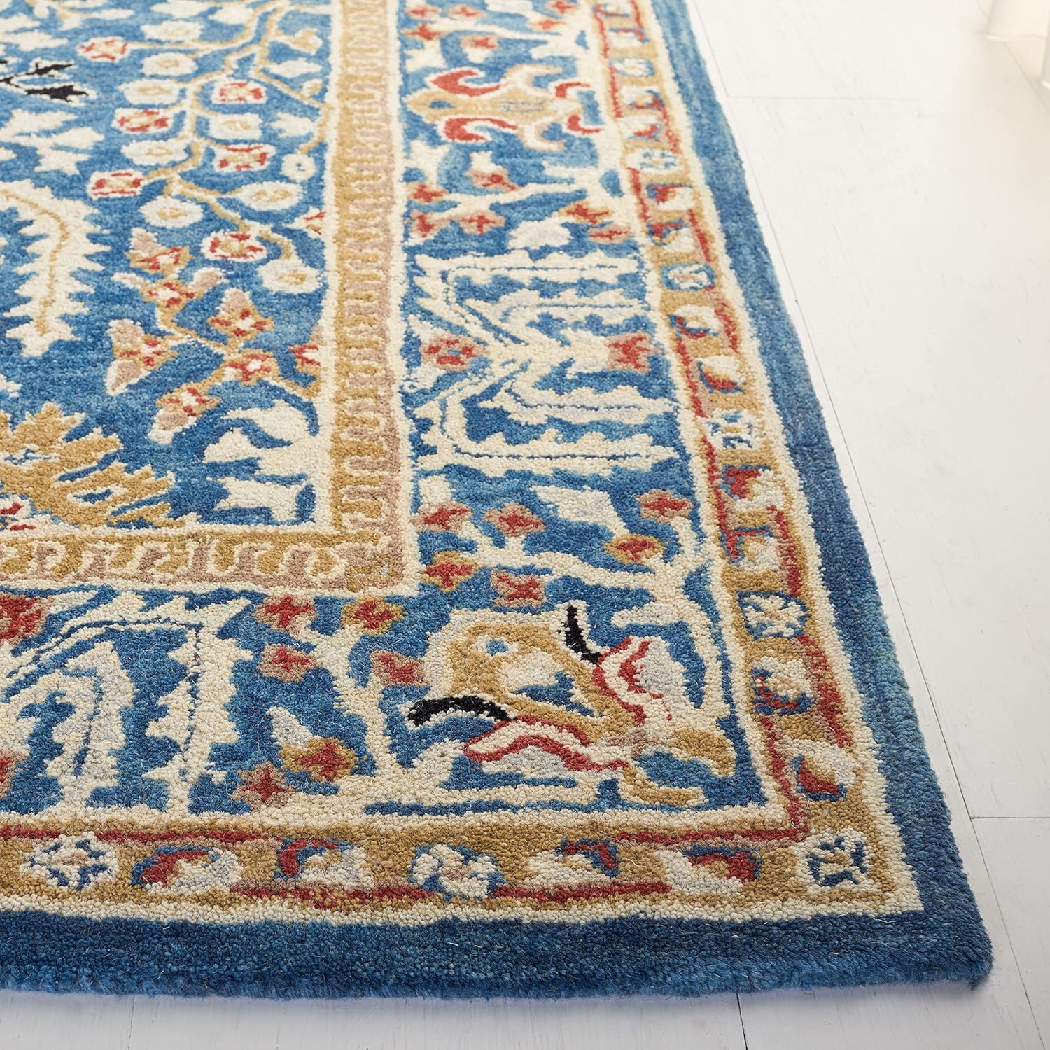 X-Large Dark Blue & Multi Handmade Traditional Oriental Wool Area Rug C99656
