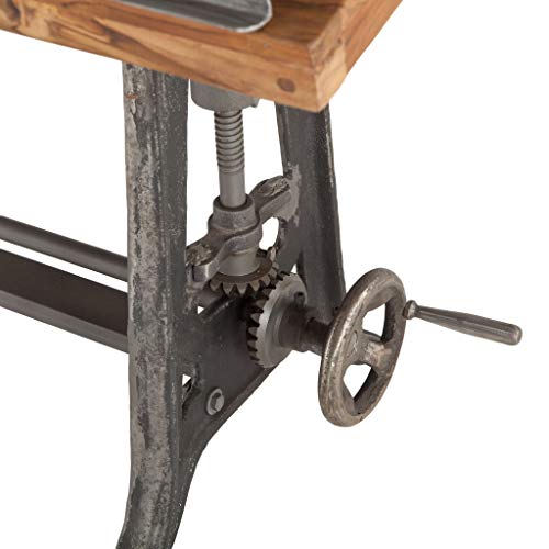 Adjustable Height Drafting Table with Iron Cast Base and Reclaimed Mango Wood Table Top W875560