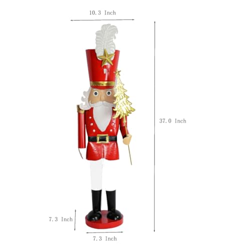 Red Christmas Metal Nutcracker Soldier Ornament on Stand W283538