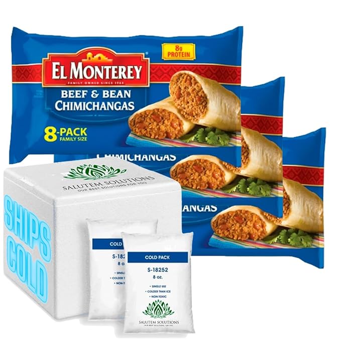 Beef & Bean Chimichangas, 32 oz, 8 Count, Frozen, Pack of 3 F33002