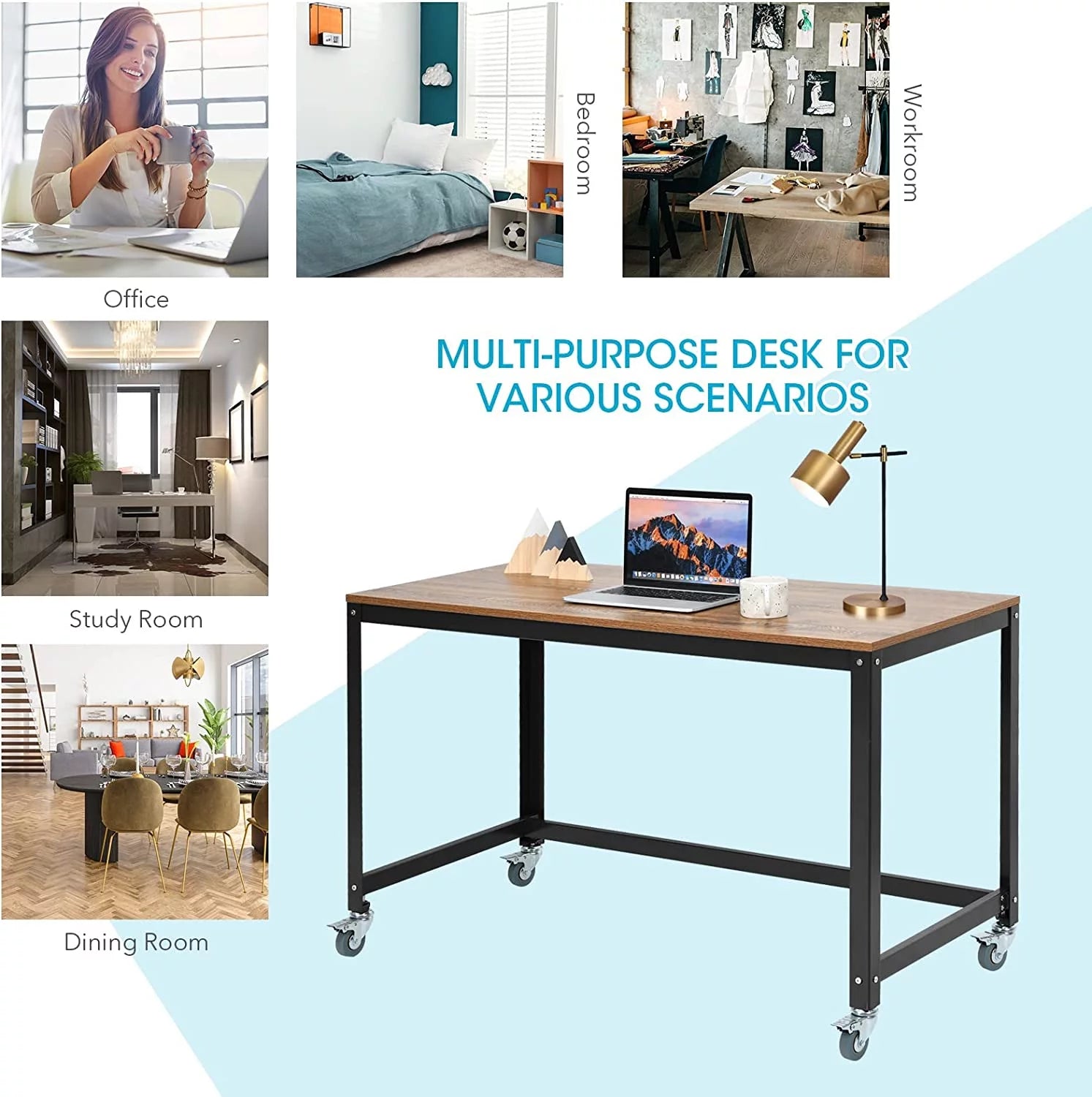Mobile Desk with 4 Wheels I328