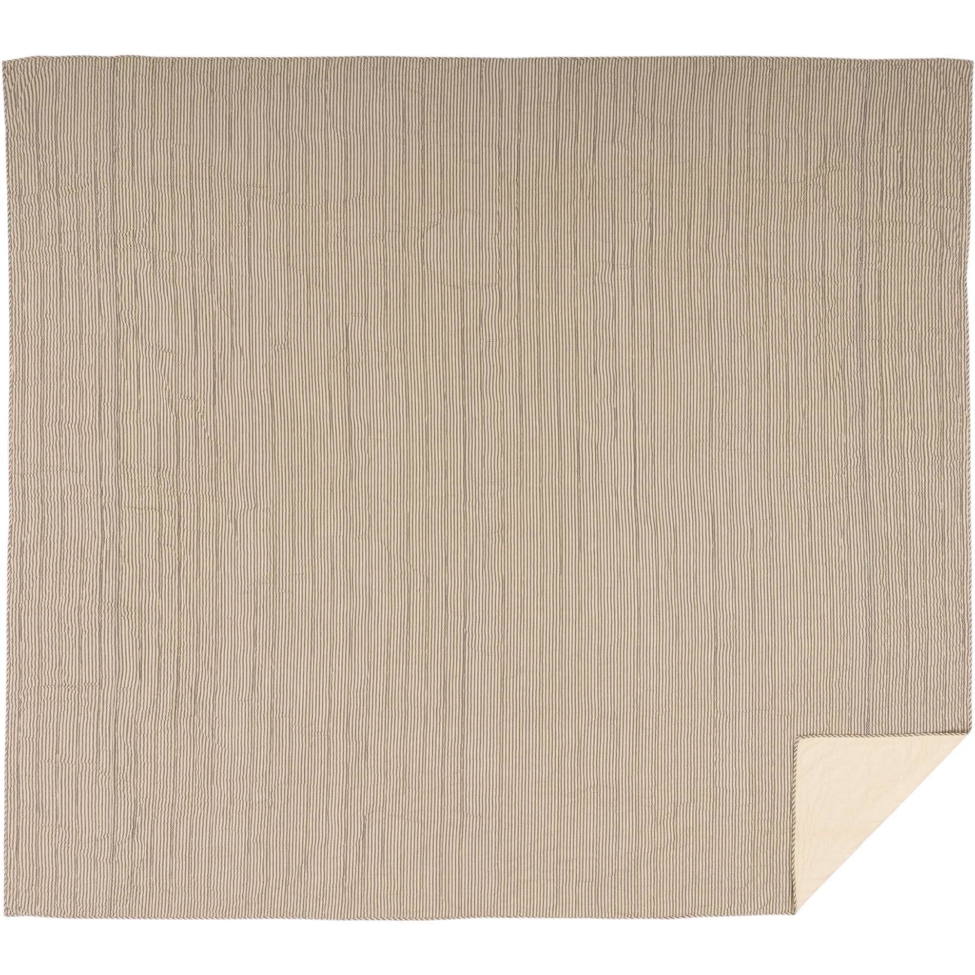 Blue Ticking Stripe Queen Quilt Coverlet U8418