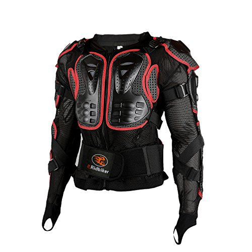 Black L Removable Full Body Armor Motorcycle Jacket V2583