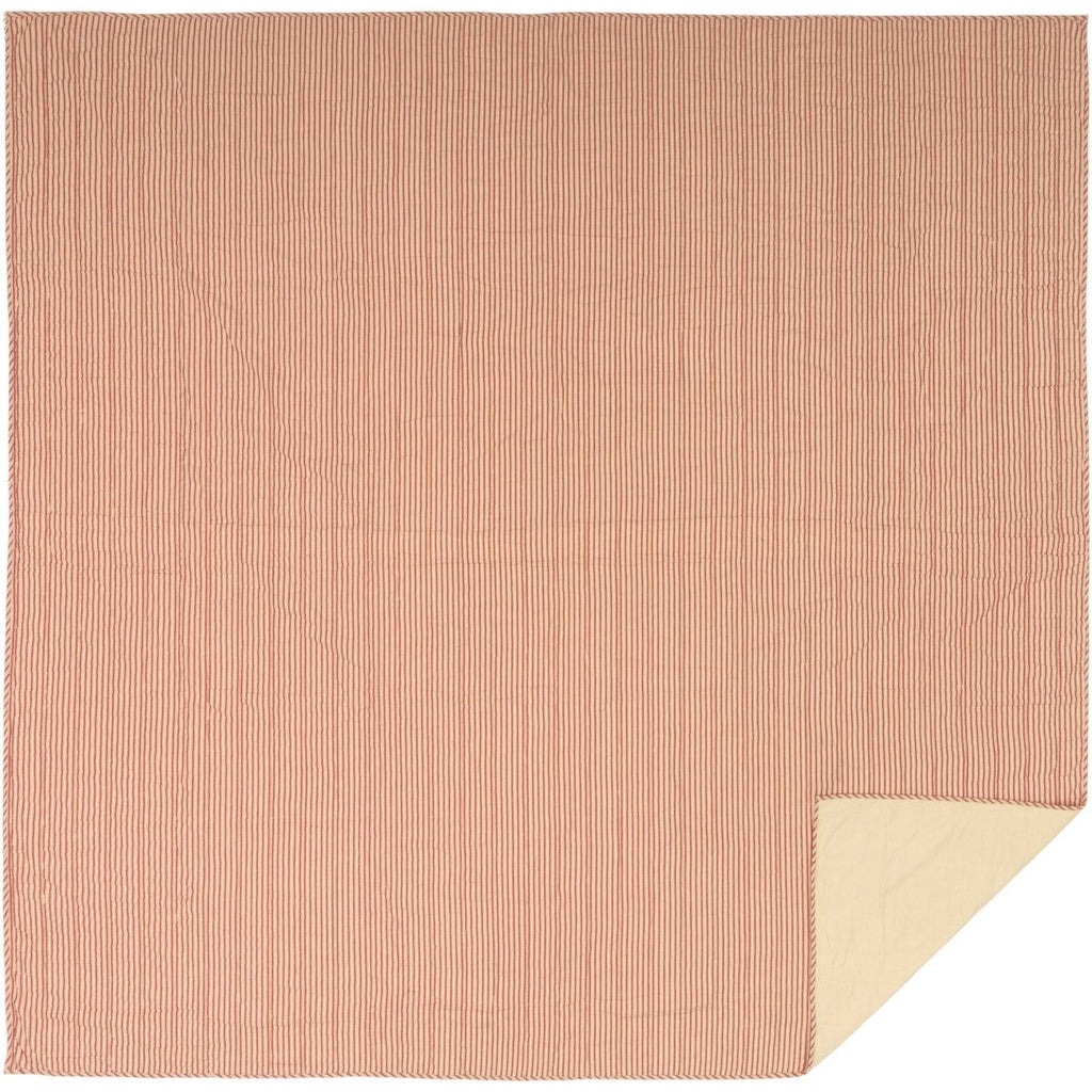 Blue Ticking Stripe Queen Quilt Coverlet U8418