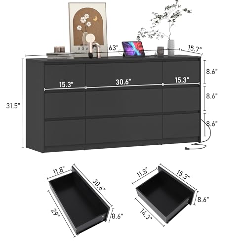 White 9 Drawer Wood Dresser H620772