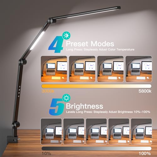 Black 18W LED Desk Lamp with Clamp Q6881