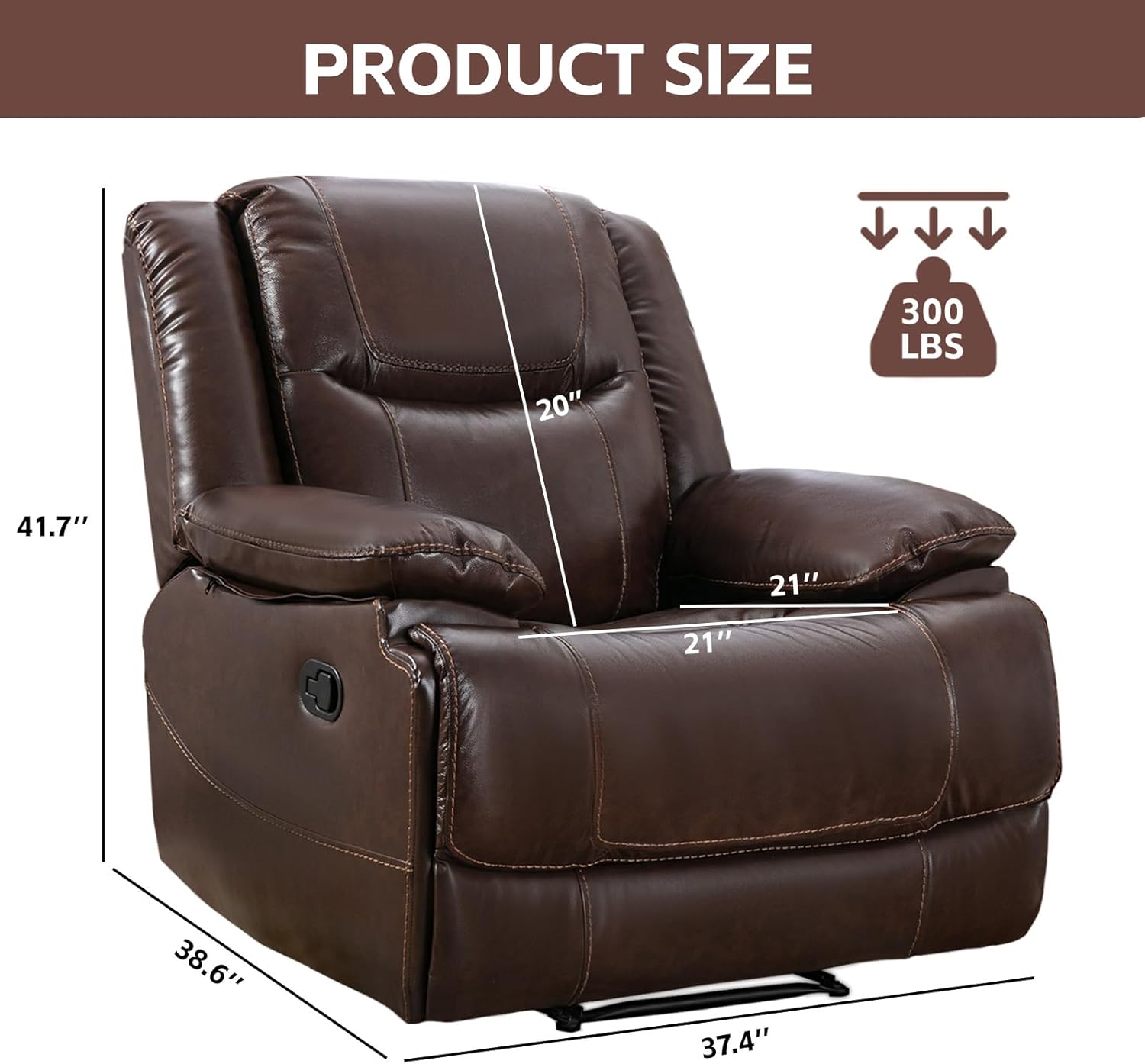 Genuine Leather Manual Reclining Chair T392804