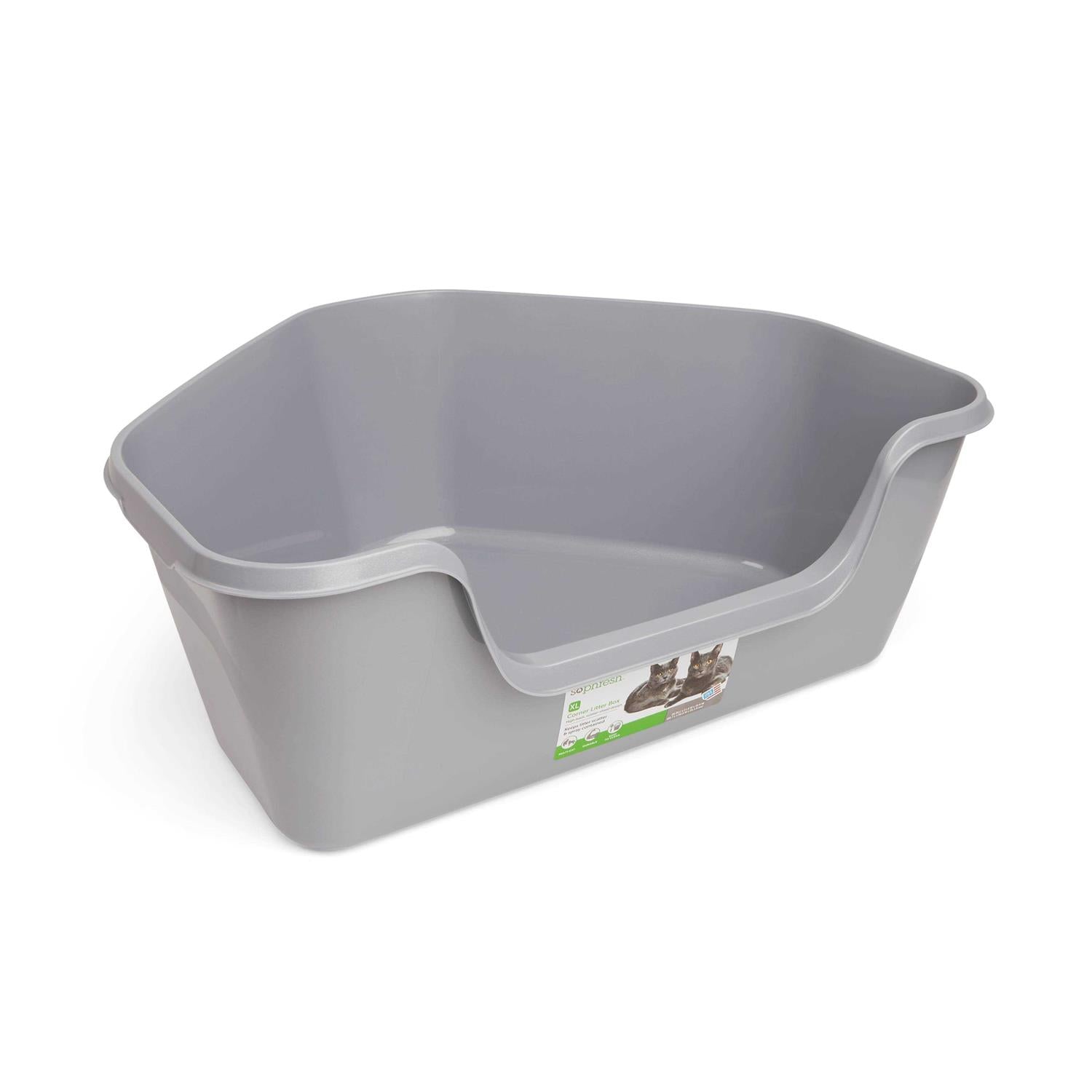 Grey High-Back Corner Litter Box Y361337