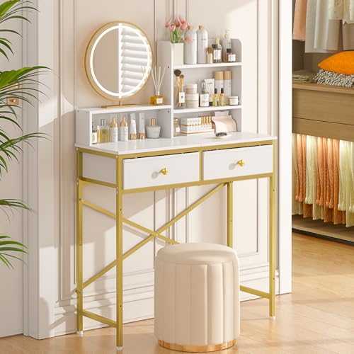 White 2 Drawer Vanity Desk B740