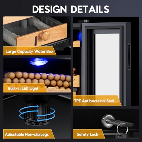 35L Electric Cigar Humidor Cabinet, 260 Counts, Spanish Cedar Wood Q708