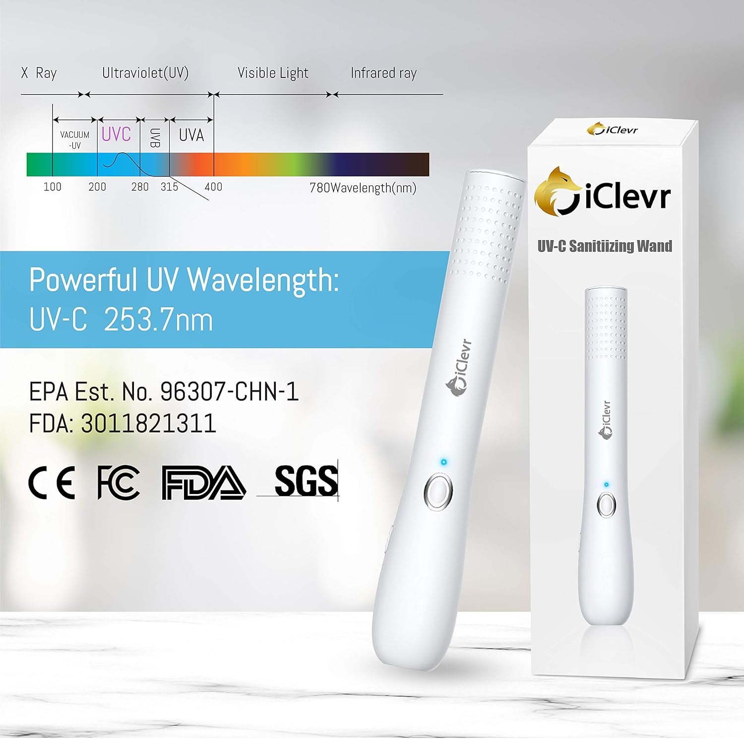 UV-C Light Sanitizer Wand Pack of 2 T336221
