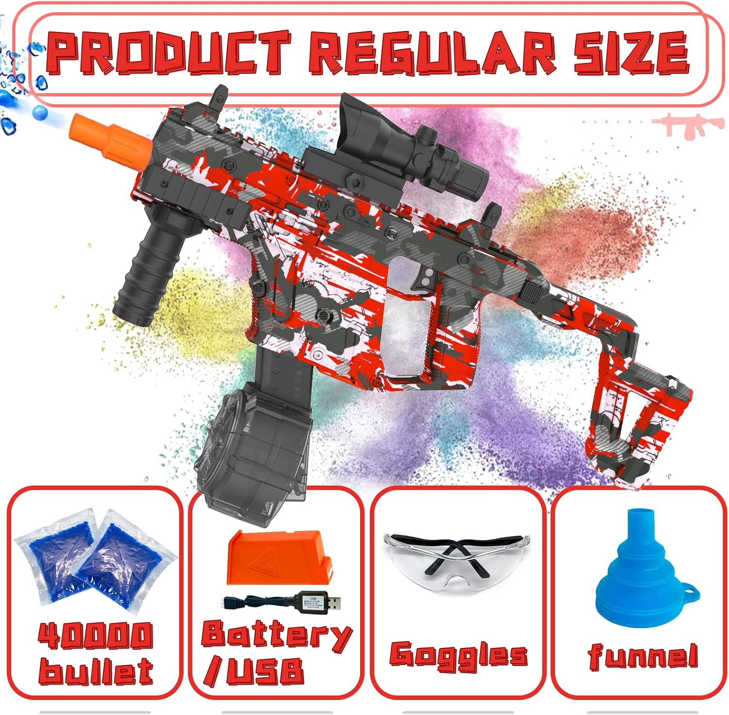 Red Electric Gel Ball Blaster with Goggles Z919082