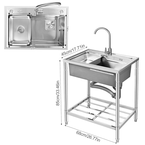 Stainless Steel Freestanding Single Bowl Sink with Faucet N823