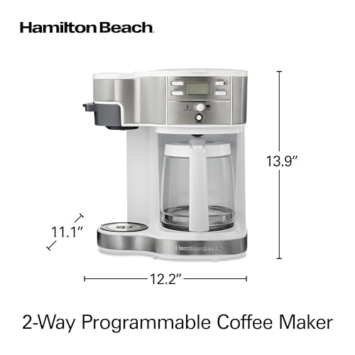 12 Cup Programmable Drip Coffee Maker & Single Serve Machine, Glass Carafe, White C564