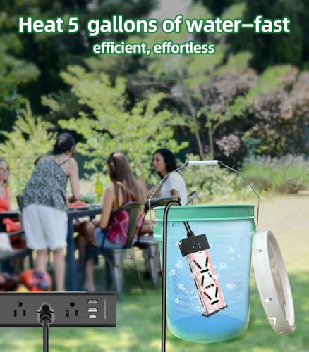 1800W Portable Immersion Water Heater with Adjustable Thermostat H66407