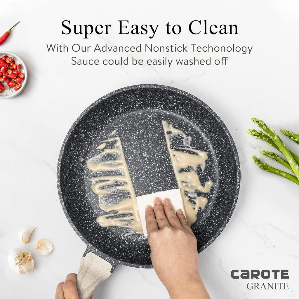 12-Inch Nonstick Granite Frying Pan with Glass Lid D278373