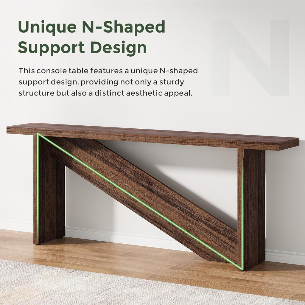 70.86" Long Narrow Wood Console Table with LED Lights D349273